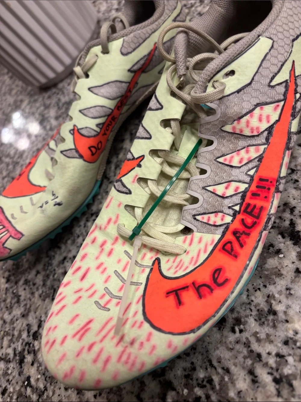 Nike Kids Neon Green and Orange Track Spikes